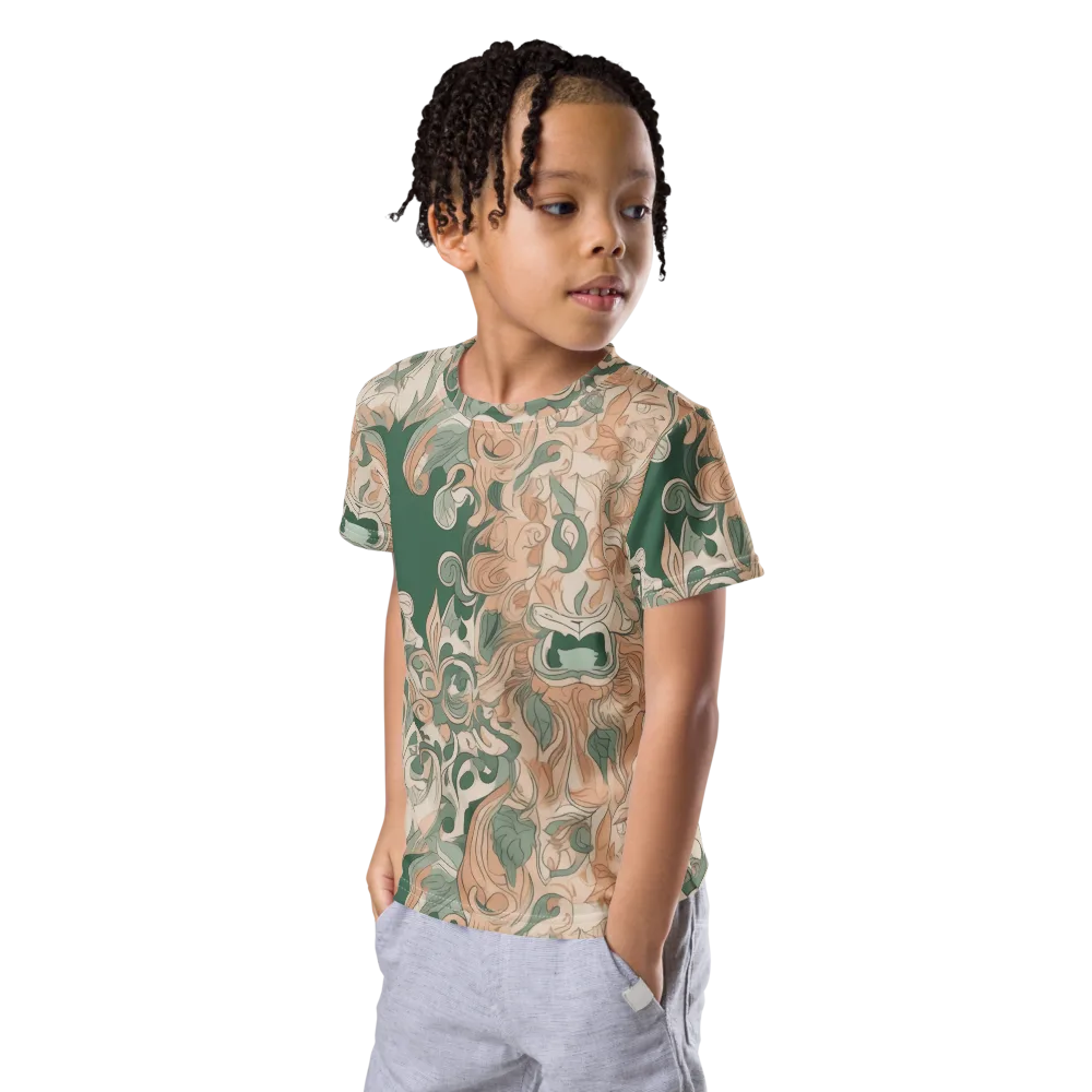Art Nouveau Reverie on Kids Crew Neck T-Shirt — Left Front