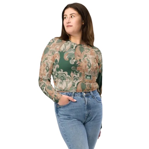 Art Nouveau Reverie on a Long Sleeve Crop Top