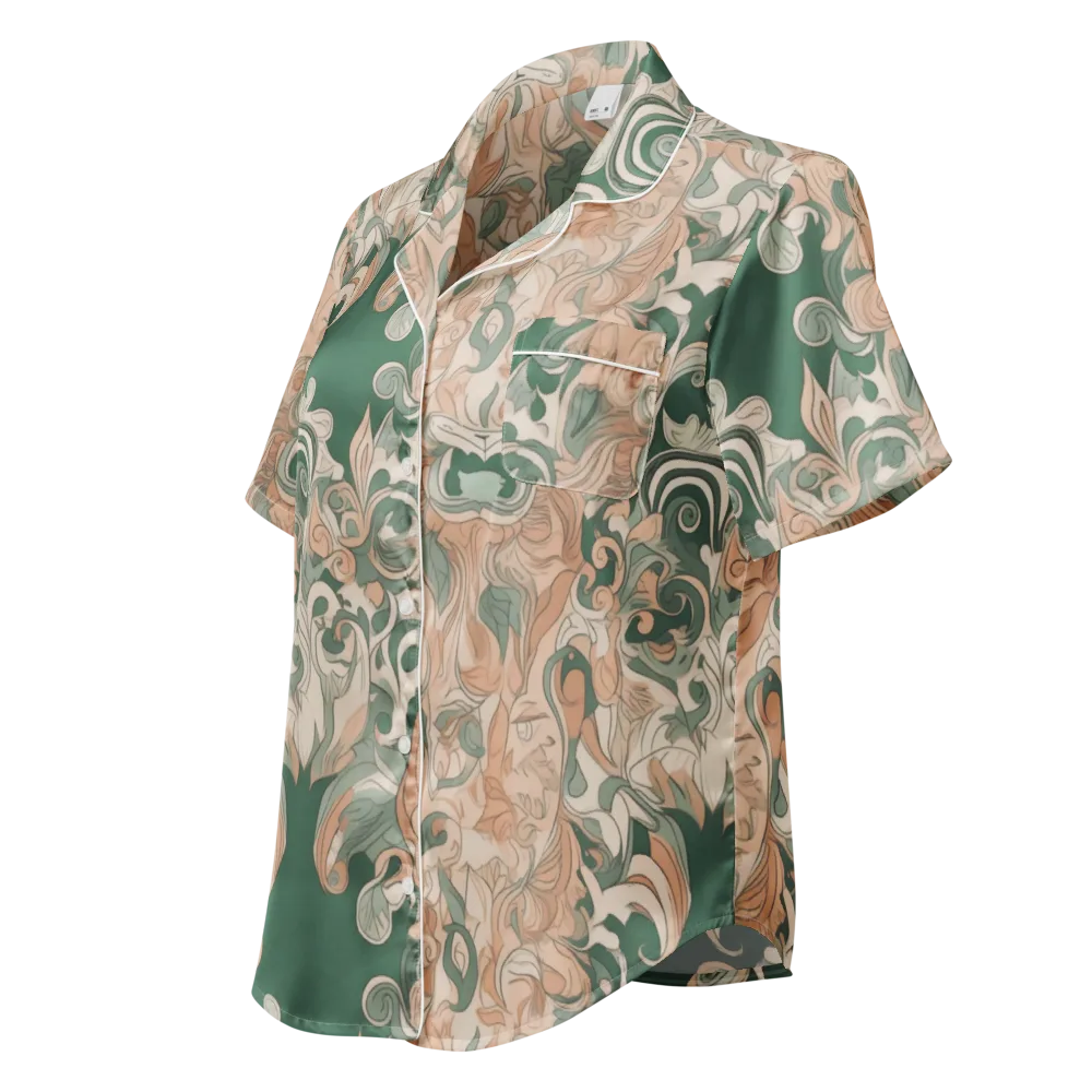 Art Nouveau Reverie on Women's Short Sleeve Pajama Top — Left Front