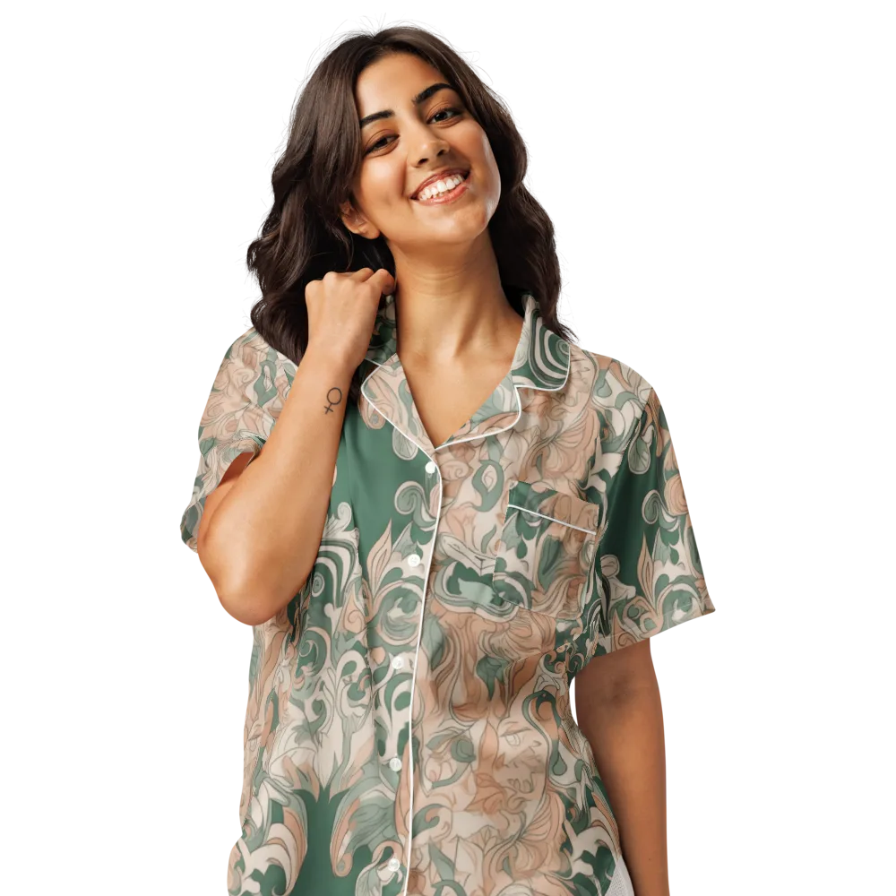 Art Nouveau Reverie on Women's Short Sleeve Pajama Top — Front