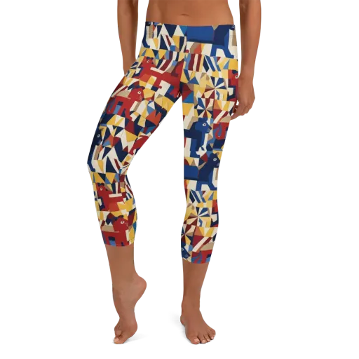 Cubist Menagerie on a Capri Leggings