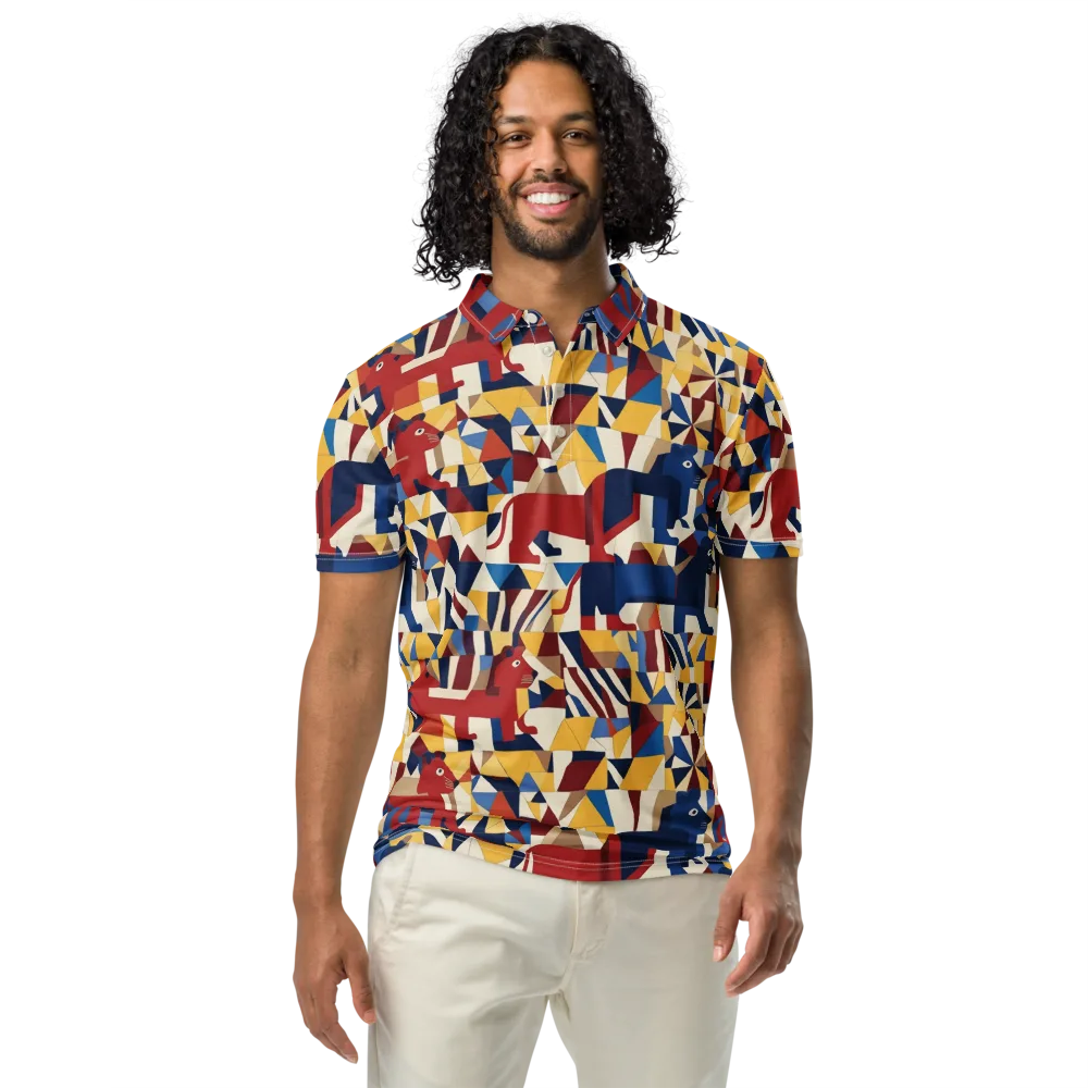 Cubist Menagerie on Men's Slim Fit Polo Shirt — Front