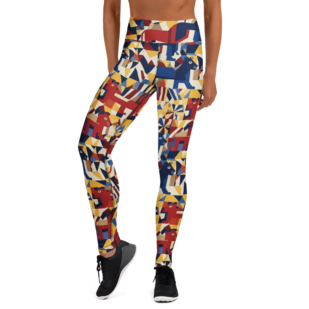 Cubist Menagerie on Yoga Leggings — Front