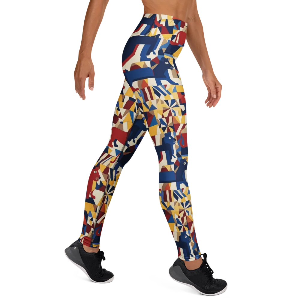 Cubist Menagerie on Yoga Leggings — Right