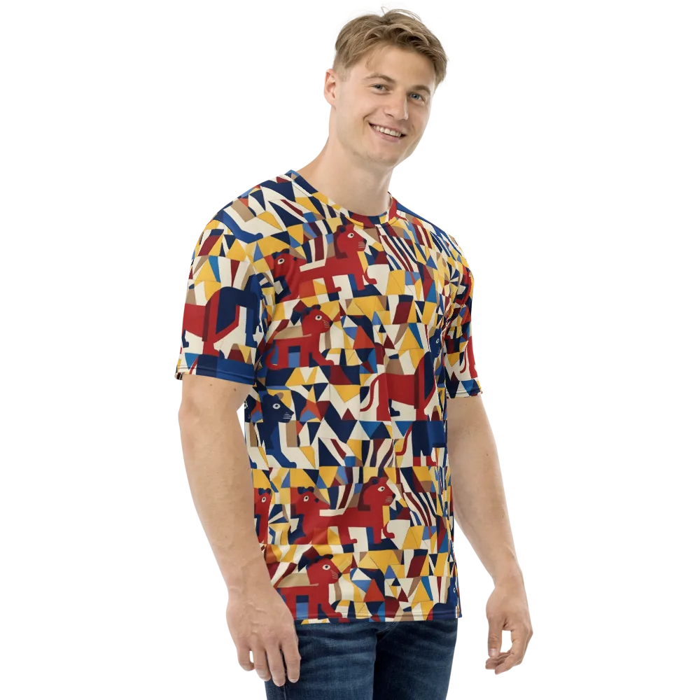Cubist Menagerie on Men's Crew Neck T-Shirt — Right