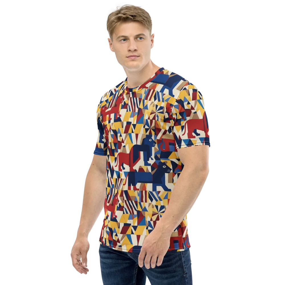 Cubist Menagerie on Men's Crew Neck T-Shirt — Left