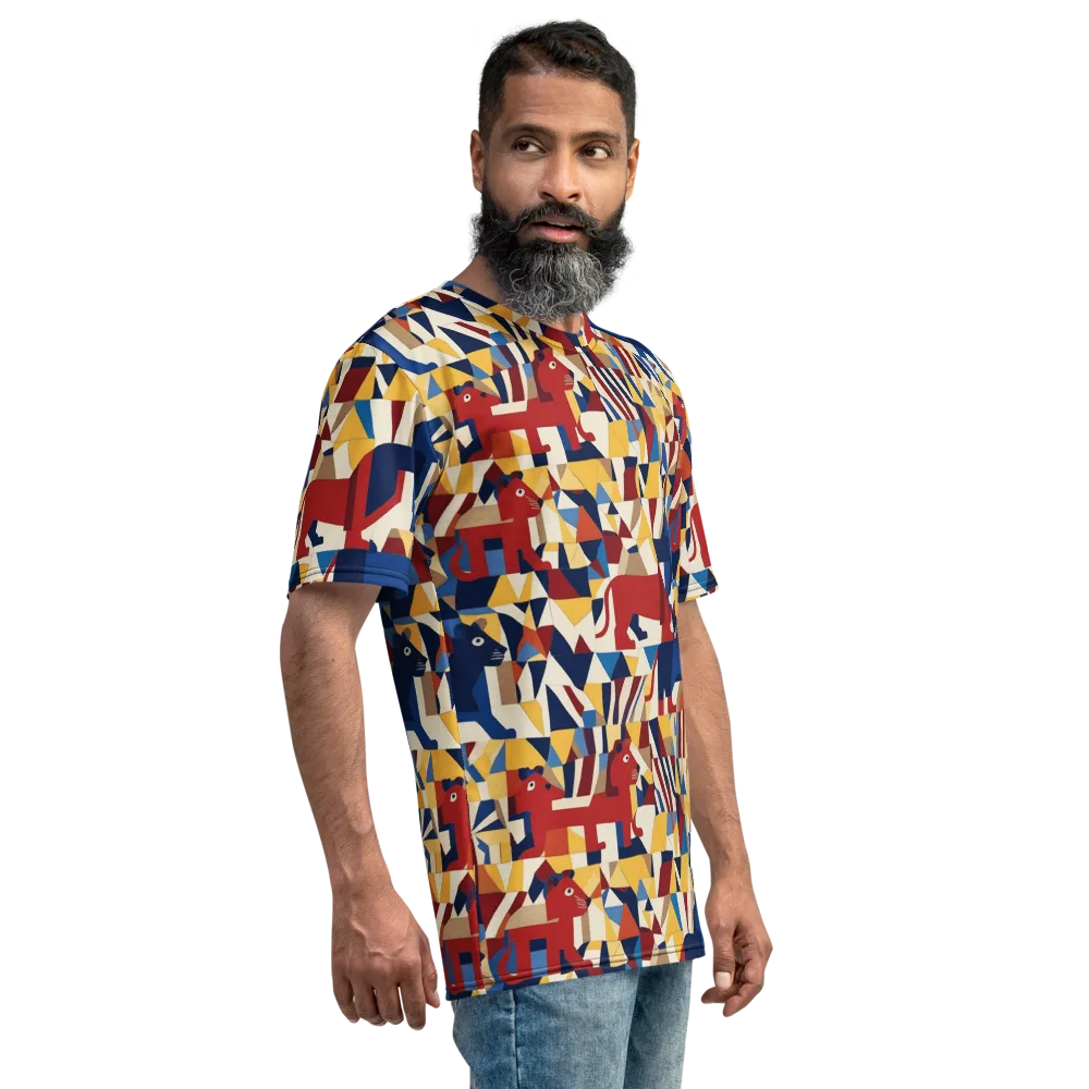 Cubist Menagerie on Men's Crew Neck T-Shirt — Right