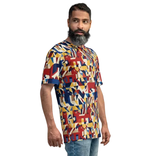 Cubist Menagerie on a Men's Crew Neck T-Shirt