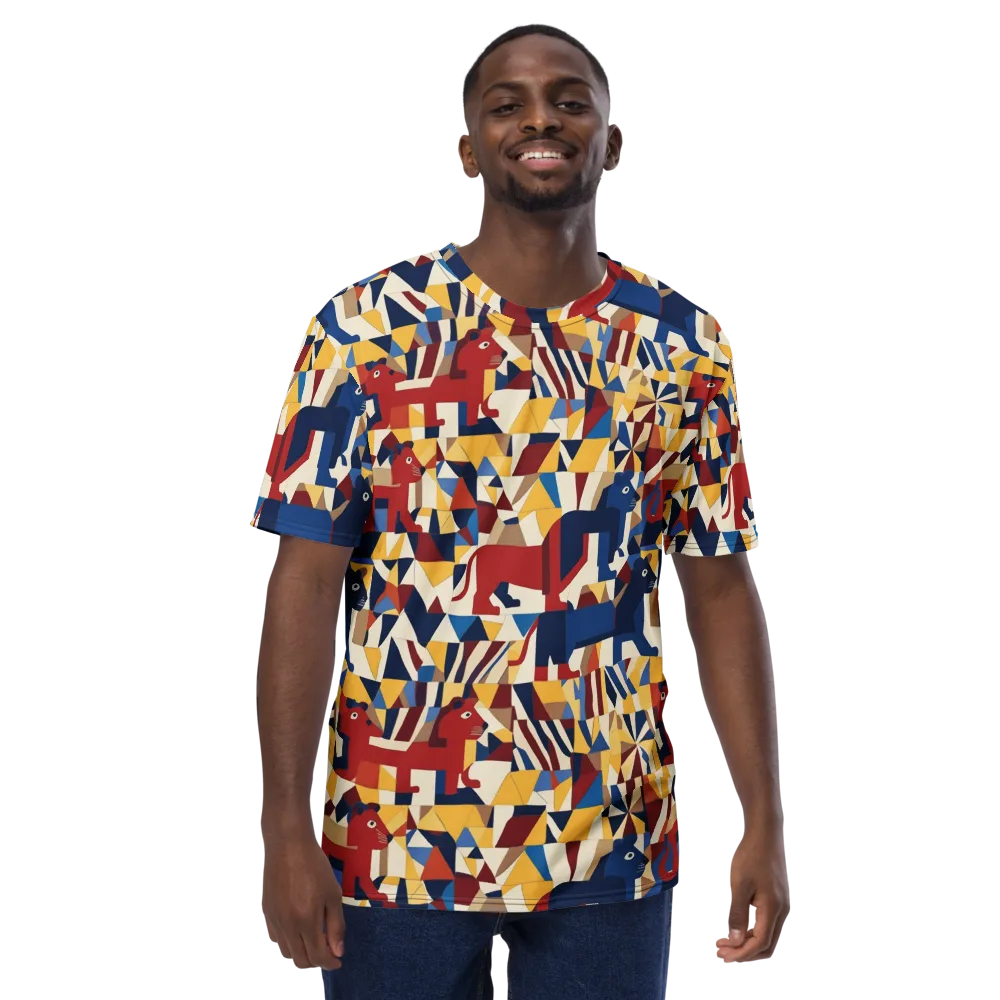Cubist Menagerie on Men's Crew Neck T-Shirt — Front