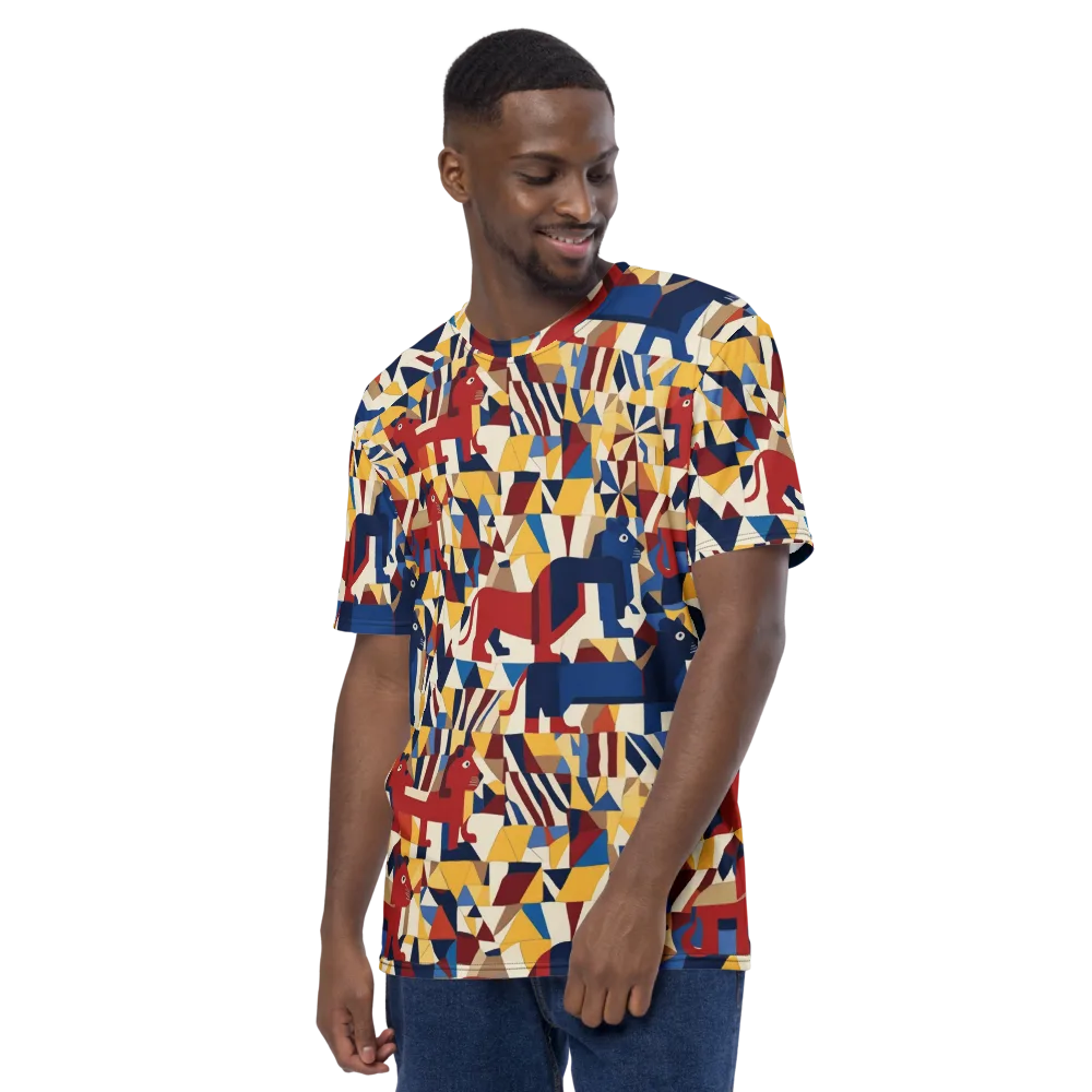 Cubist Menagerie on Men's Crew Neck T-Shirt — Left