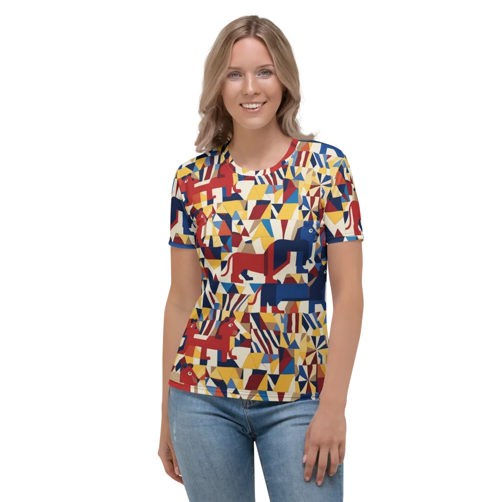 Cubist Menagerie on Women's Crew Neck T-Shirt — Front