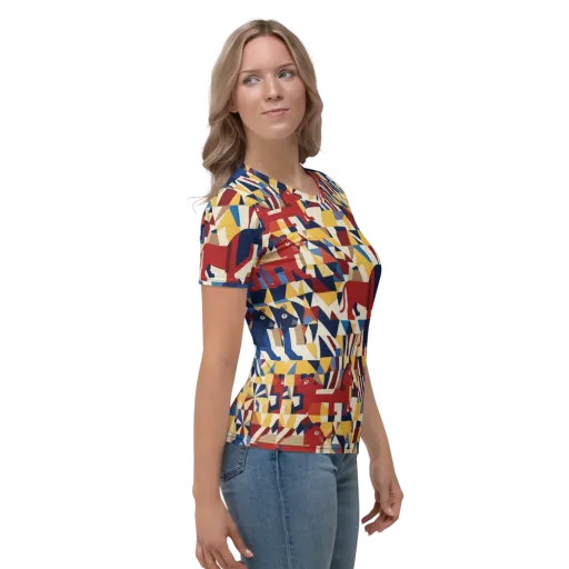 Cubist Menagerie on a Women's Crew Neck T-Shirt