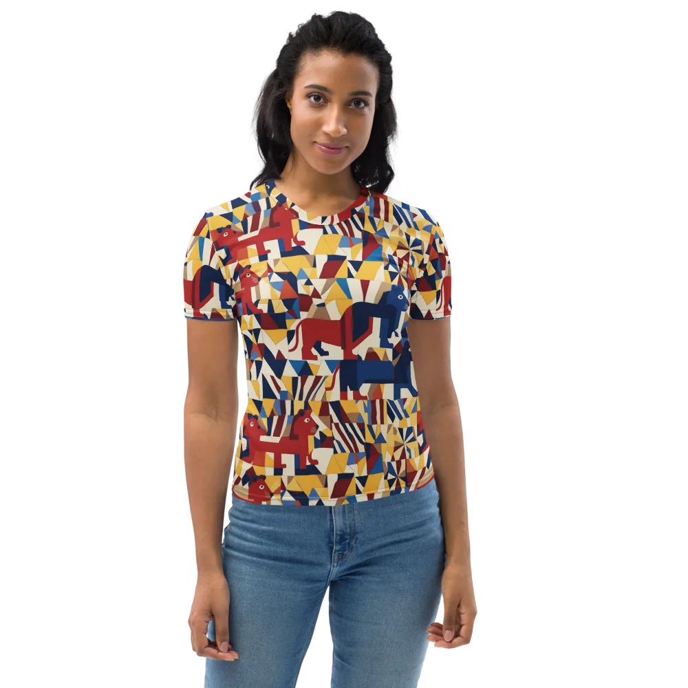 Cubist Menagerie on Women's Crew Neck T-Shirt — Front