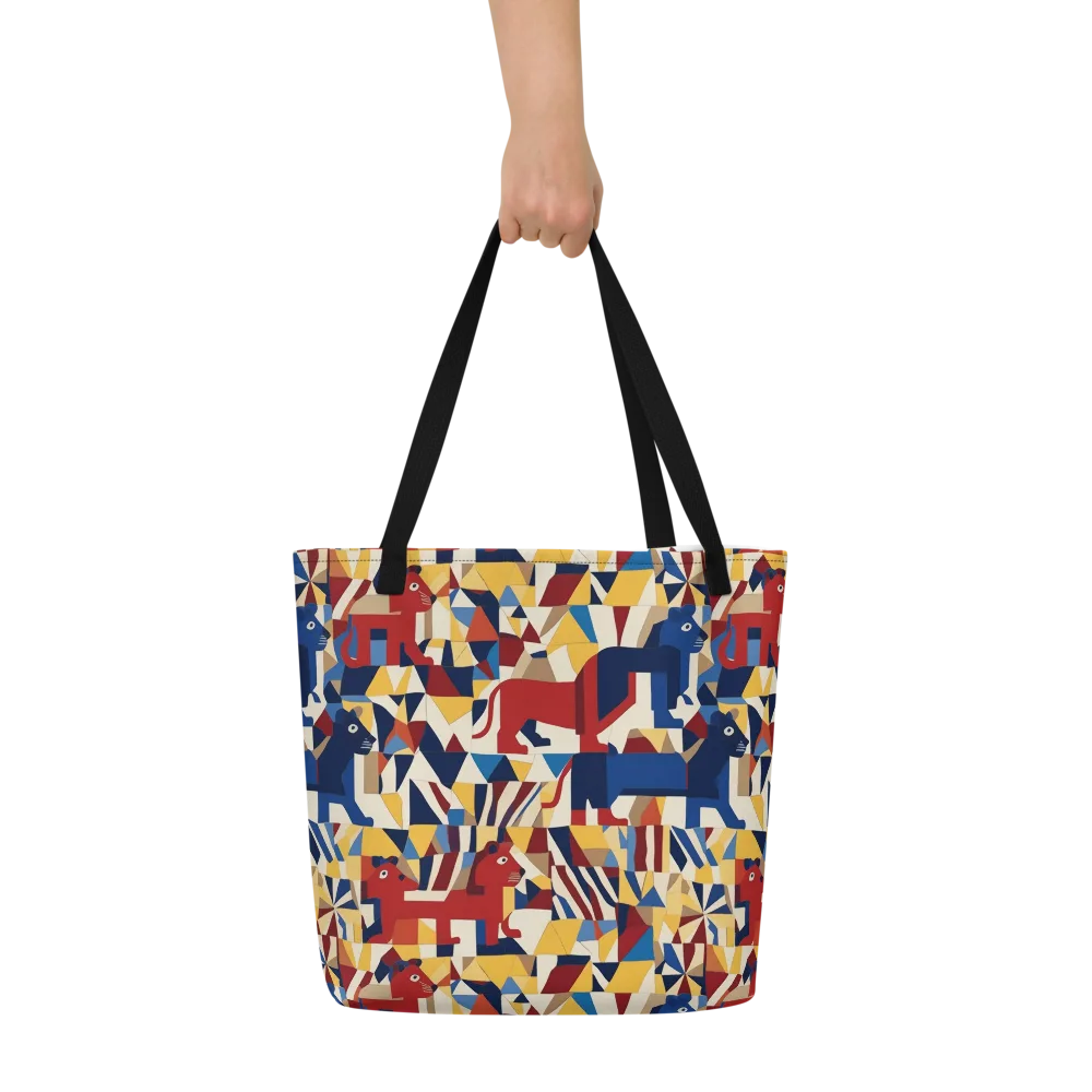 Cubist Menagerie on Large Tote Bag W/ Pocket — Front