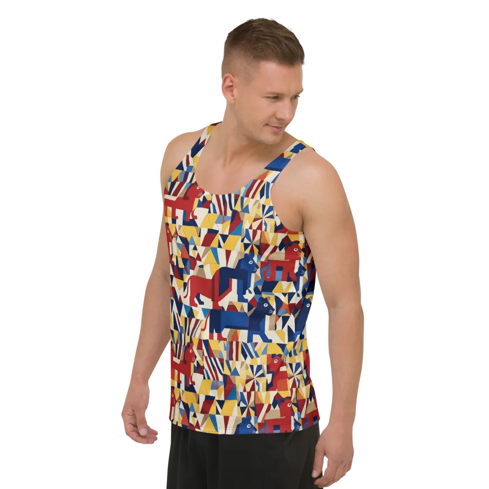 Cubist Menagerie on Men's Tank Top — Left Front