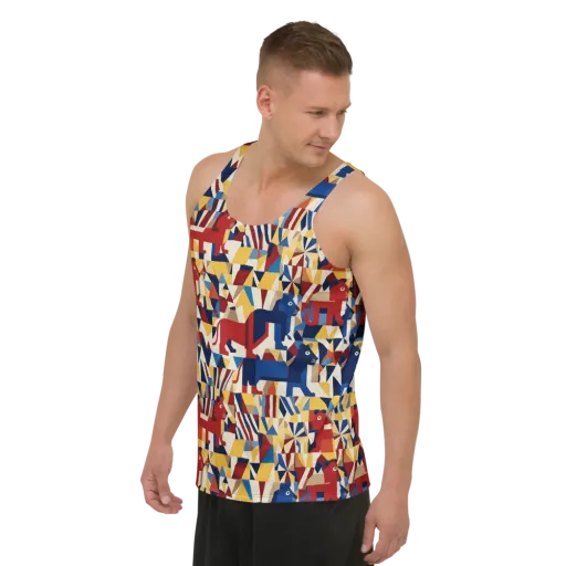 Cubist Menagerie on a Men's Tank Top