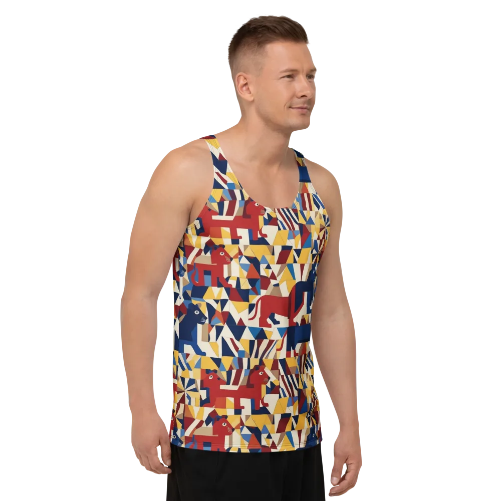 Cubist Menagerie on Men's Tank Top — Right Front