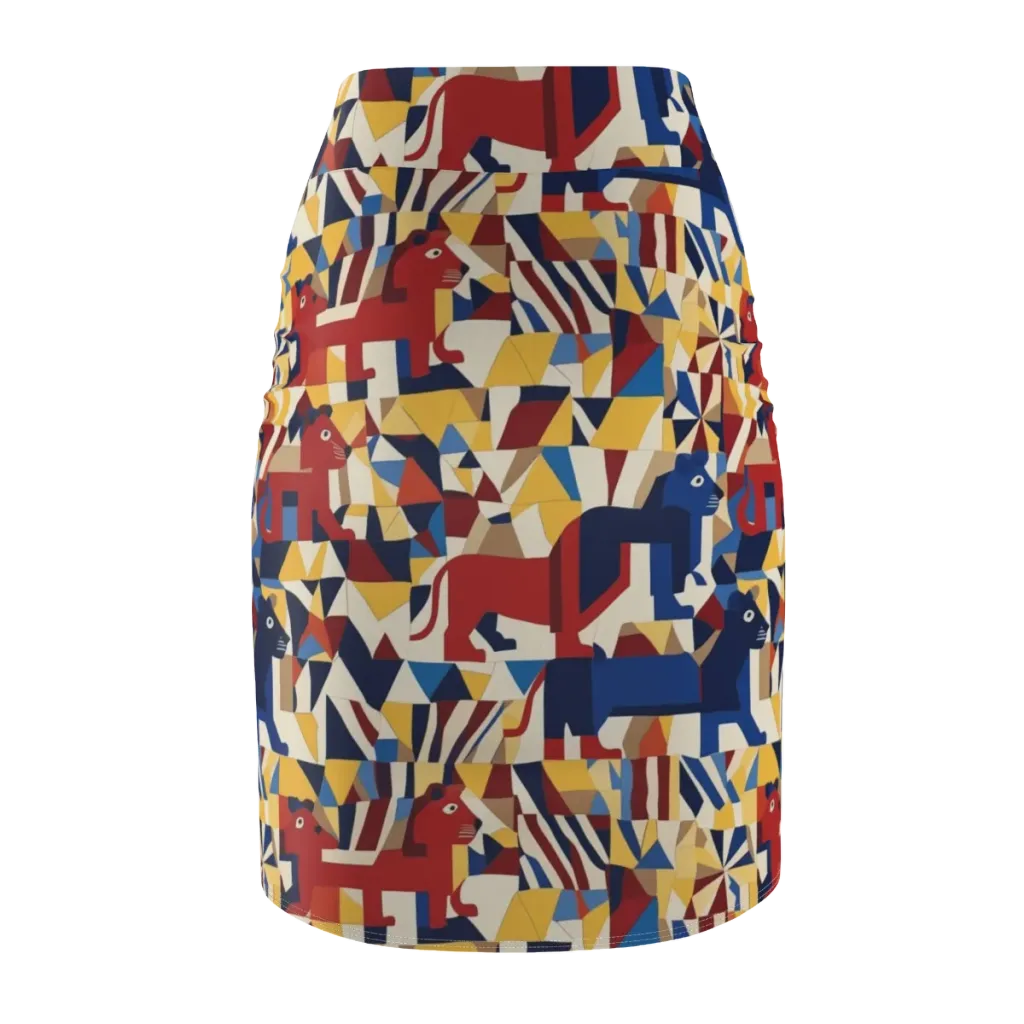 Cubist Menagerie on Pencil Skirt — Back