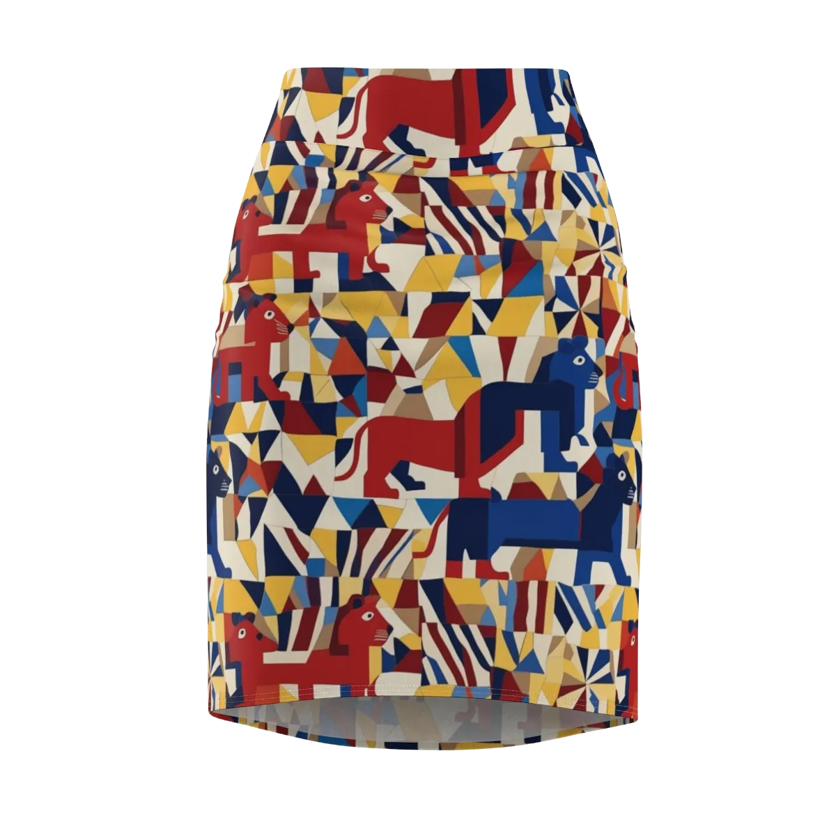 Cubist Menagerie on Pencil Skirt — Front