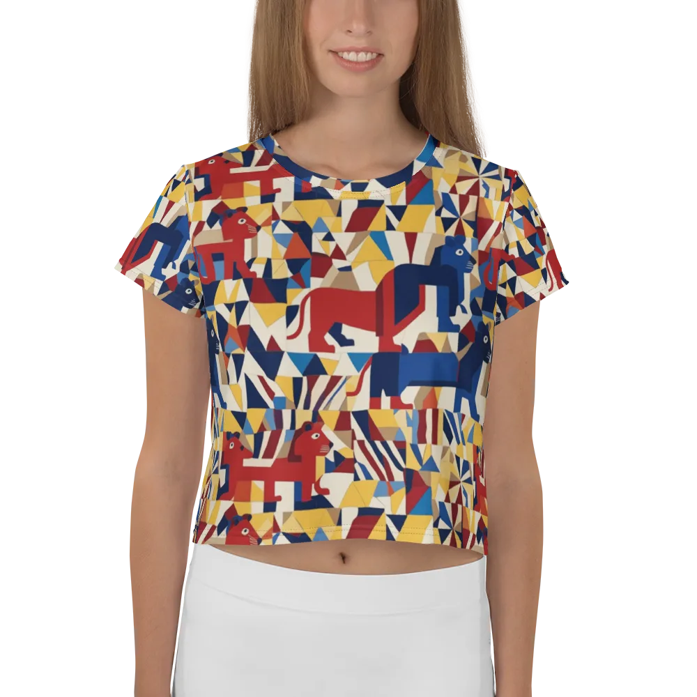 Cubist Menagerie on Crop Tee — Front
