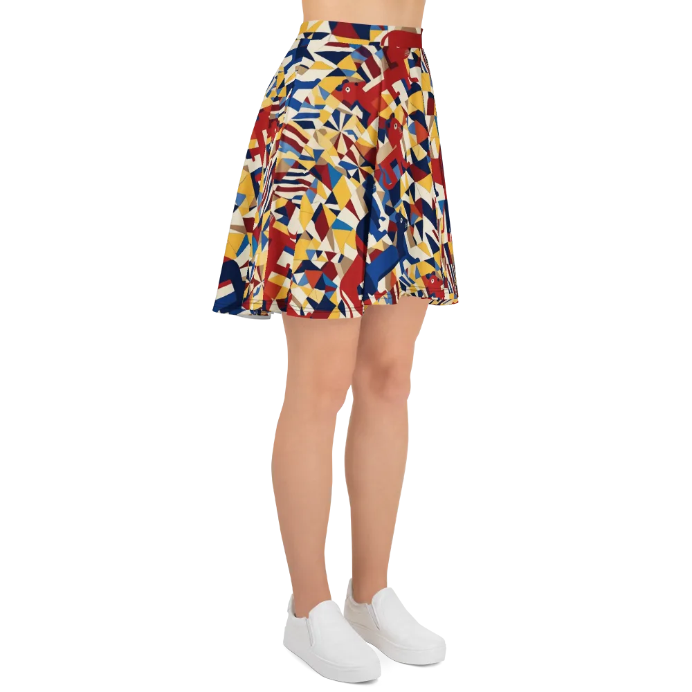 Cubist Menagerie on Skater Skirt — Right
