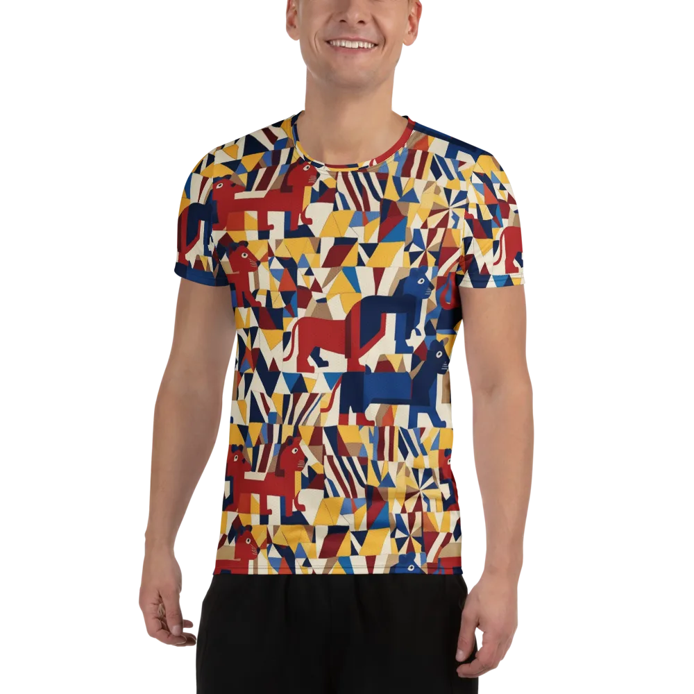 Cubist Menagerie on Men's Athletic T-Shirt — Front