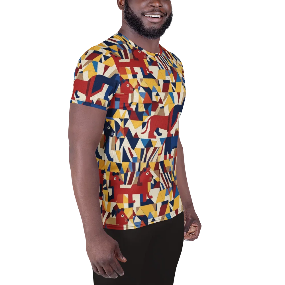 Cubist Menagerie on Men's Athletic T-Shirt — Right