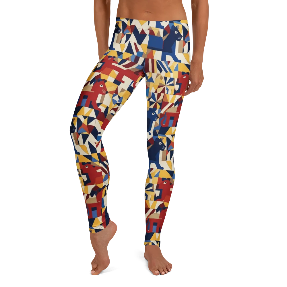 Cubist Menagerie on Leggings — Front