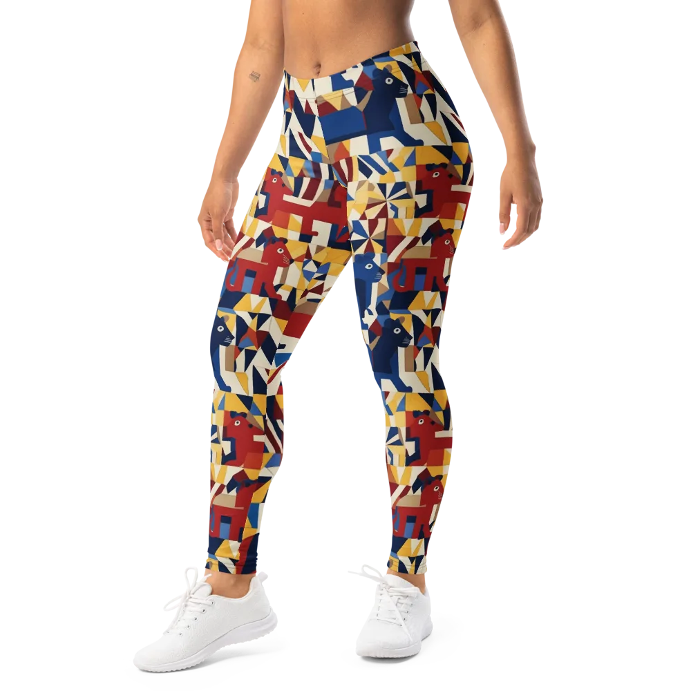 Cubist Menagerie on Leggings — Left Front