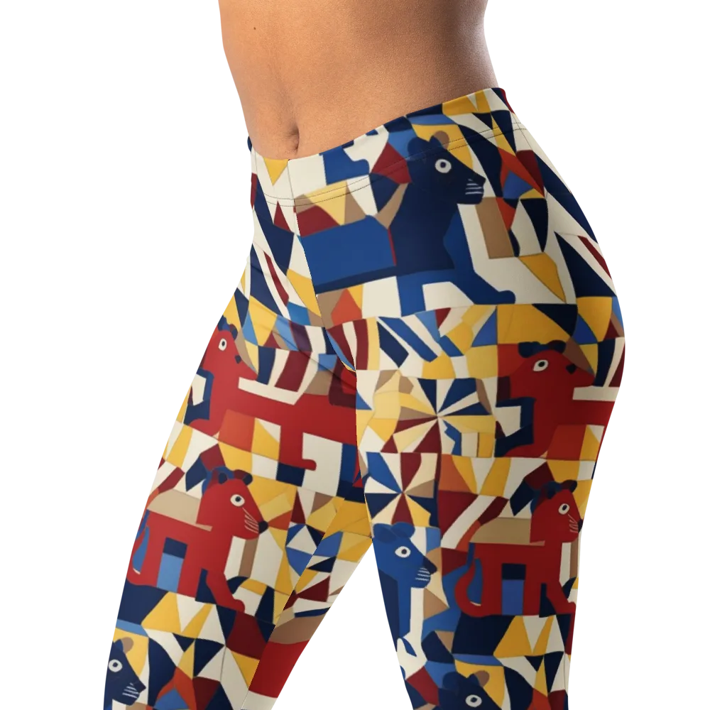 Cubist Menagerie on Leggings — Left Front