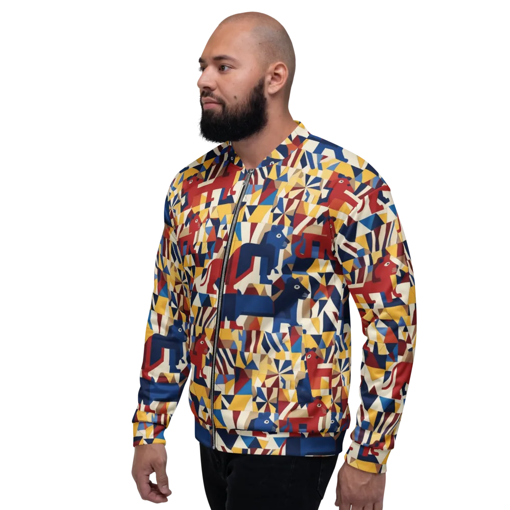 Cubist Menagerie on Bomber Jacket — Left
