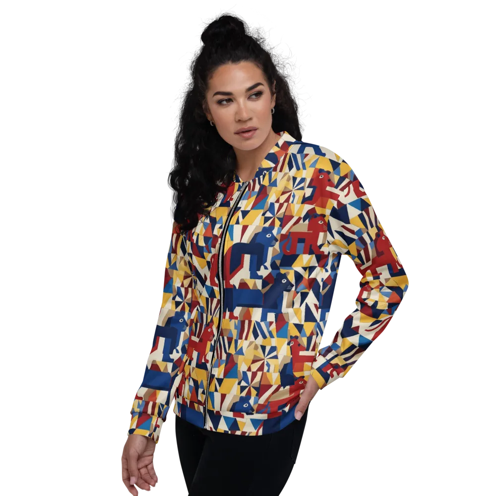 Cubist Menagerie on Bomber Jacket — Left