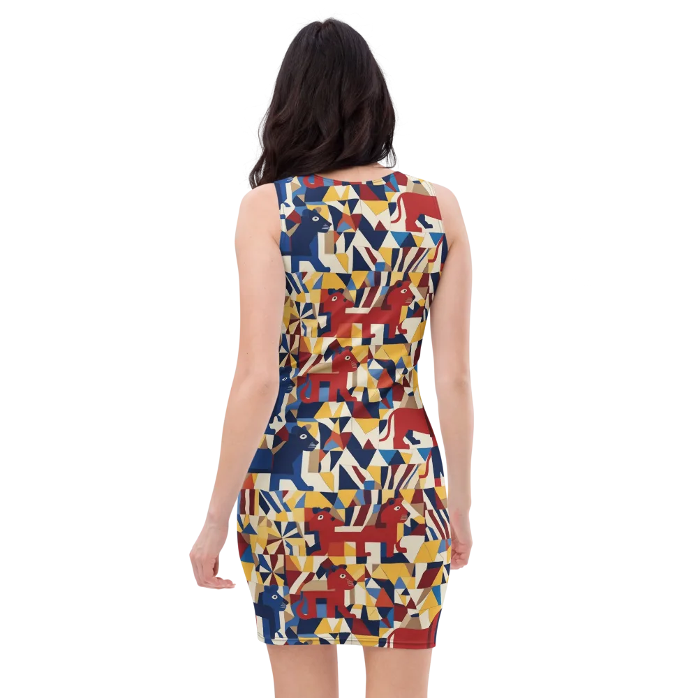 Cubist Menagerie on Bodycon Dress — Back
