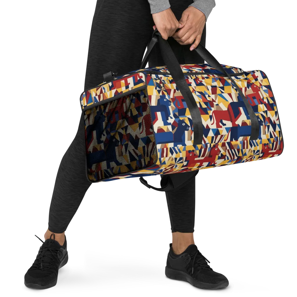 Cubist Menagerie on Duffle Bag — Right Front