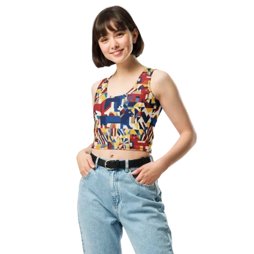 Cubist Menagerie on a Crop Top