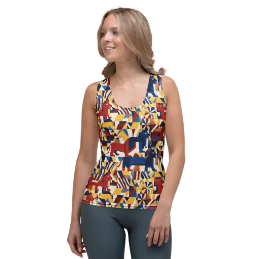 Cubist Menagerie on a Women's Tank Top