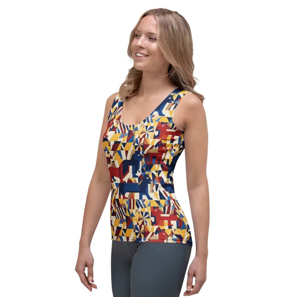 Cubist Menagerie on Women's Tank Top — Left Front