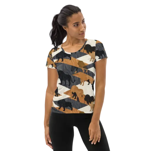 Ochre Pride on a Women's Athletic T-Shirt
