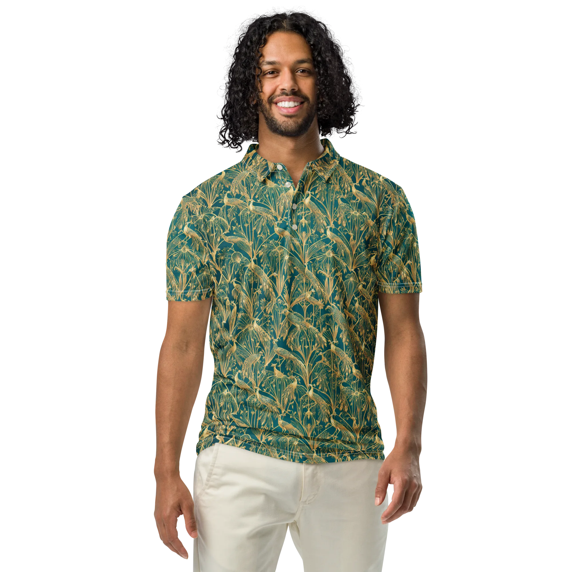 Peacock Palais on Men's Slim Fit Polo Shirt — Front