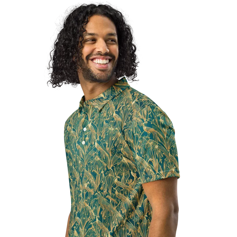 Peacock Palais on Men's Slim Fit Polo Shirt — Left Front