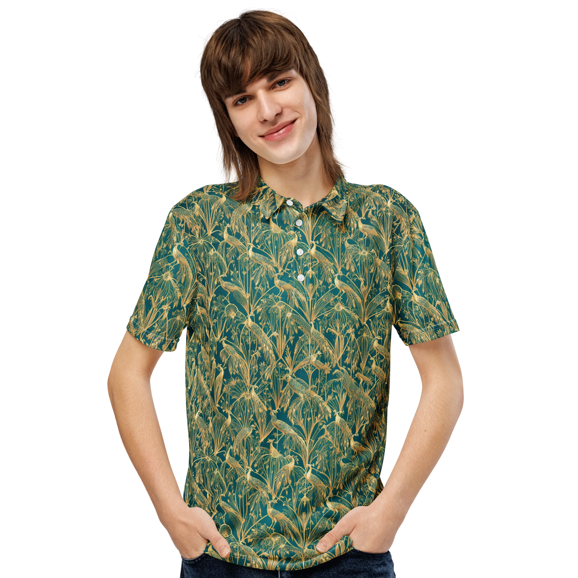 Peacock Palais on Men's Slim Fit Polo Shirt — Front