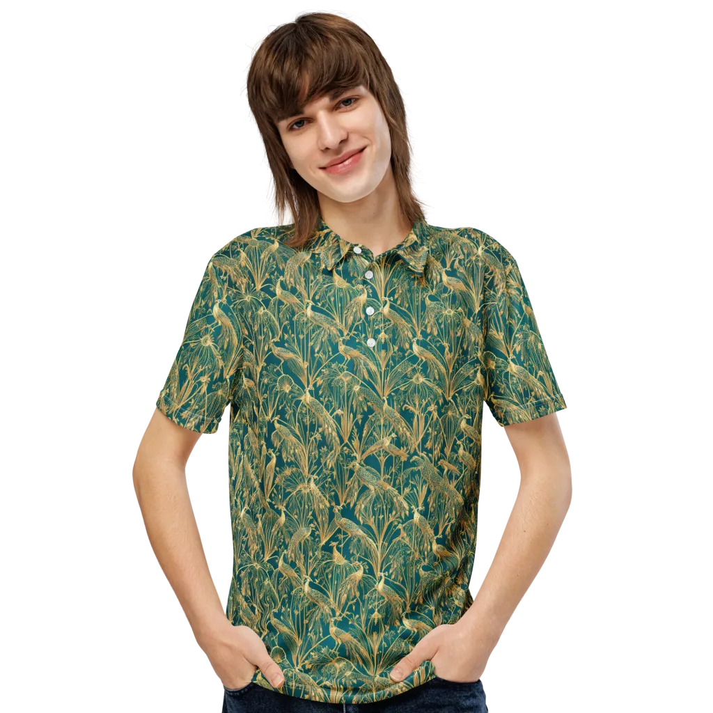 Peacock Palais on Men's Slim Fit Polo Shirt — Front
