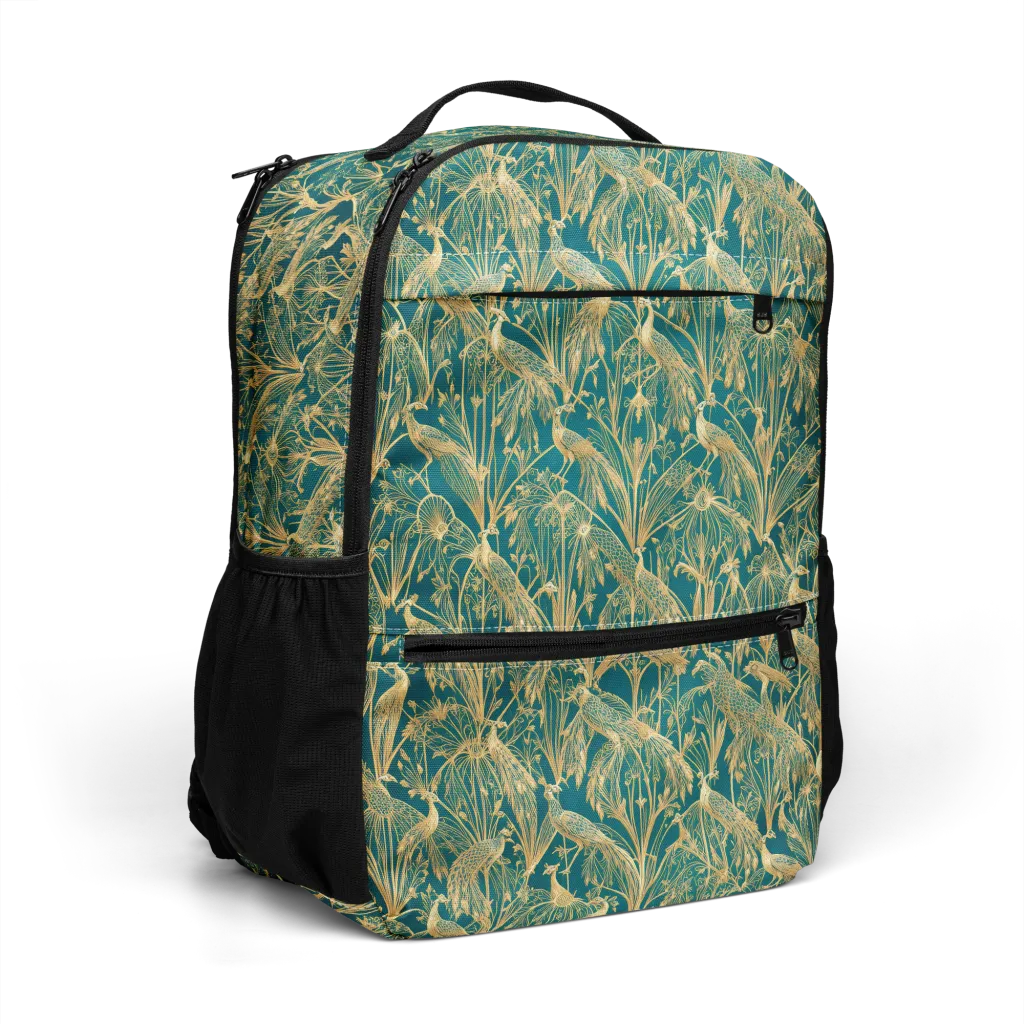 Peacock Palais on Utility Backpack — Right Front