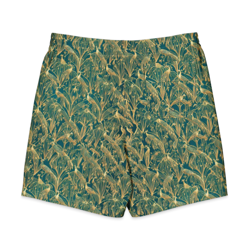Peacock Palais on Men's Board Shorts — Back