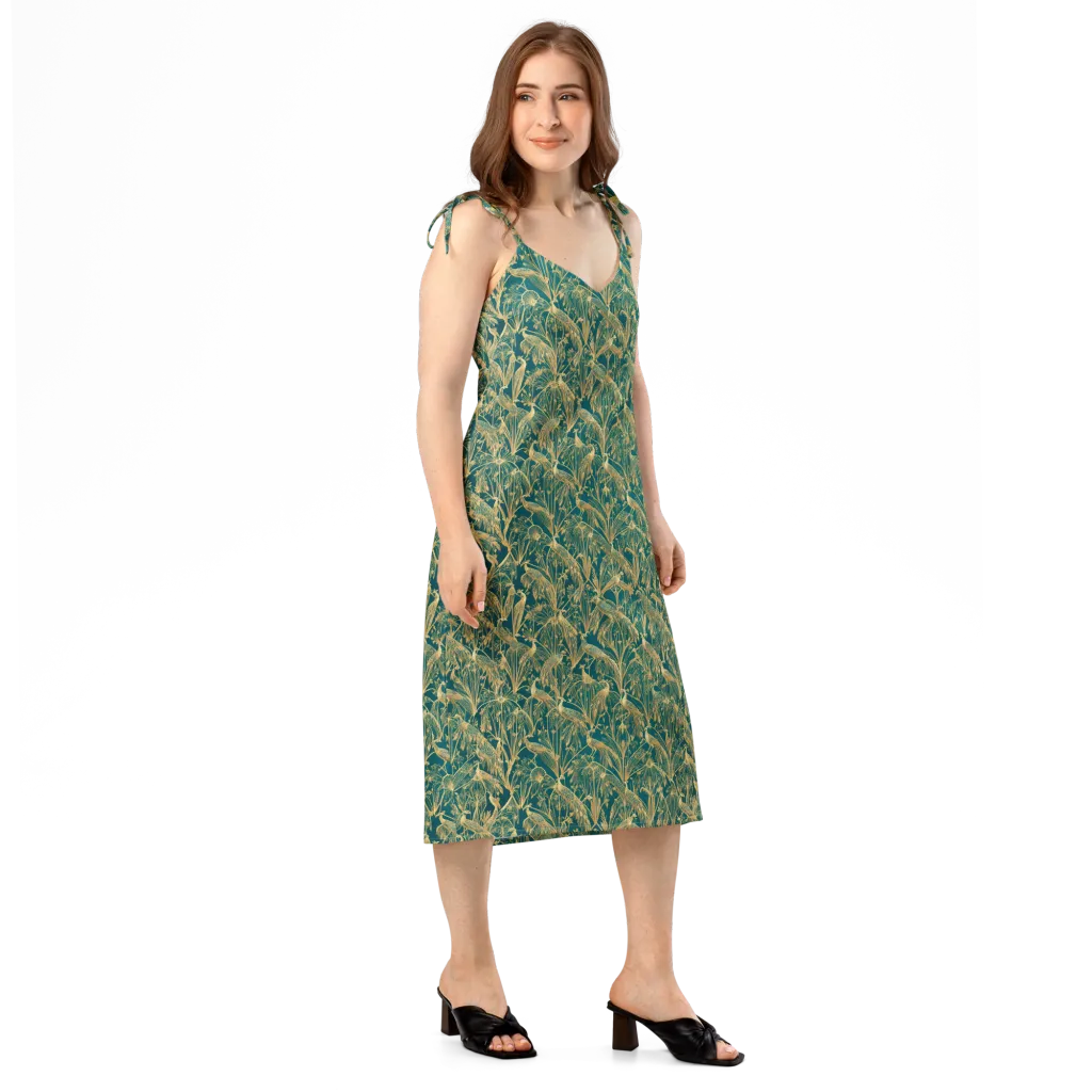 Peacock Palais on Slip Dress — Right Front