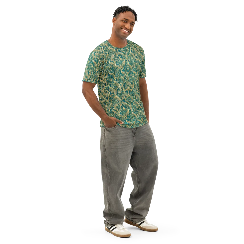 Peacock Palais on Men's Cotton Crew Neck T-Shirt — Right Front