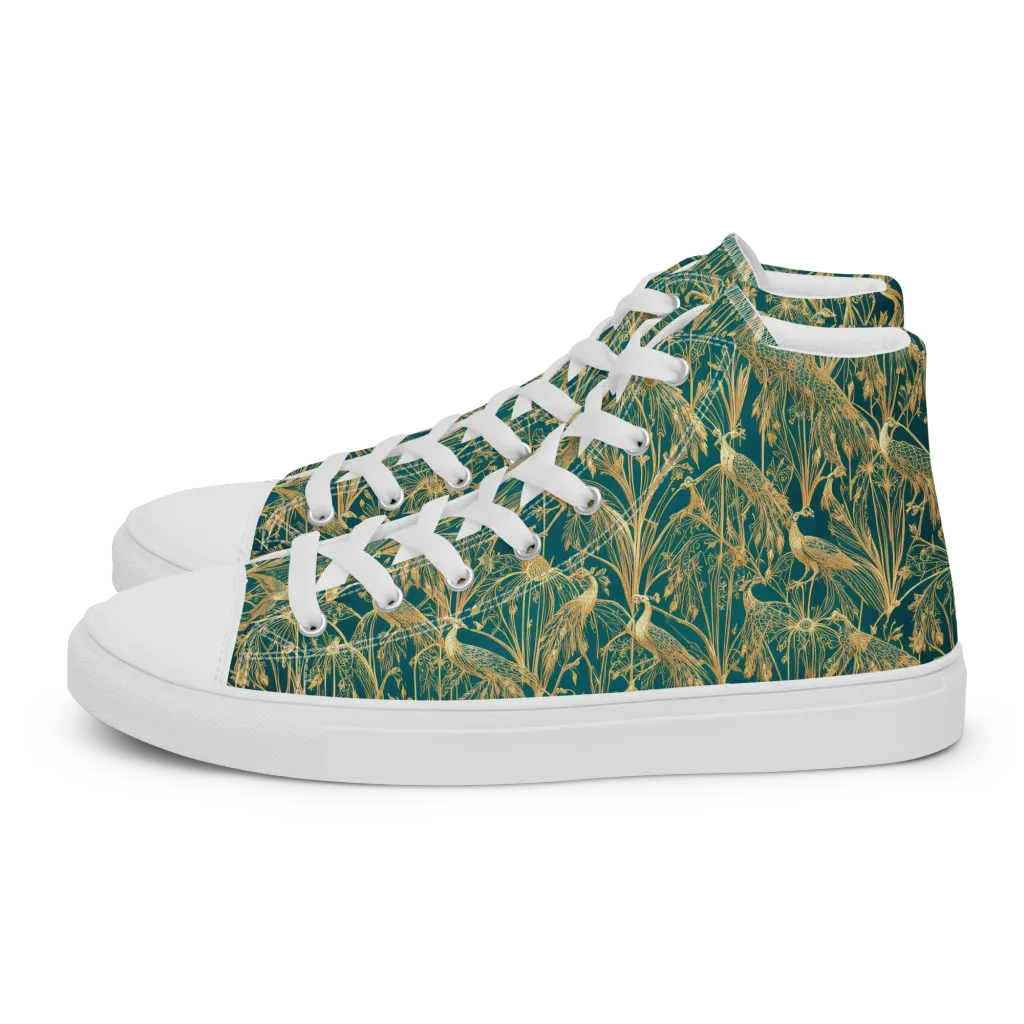 Peacock Palais on Men's High Top Canvas Shoes — Left