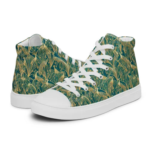 Peacock Palais on a Men's High Top Canvas Shoes