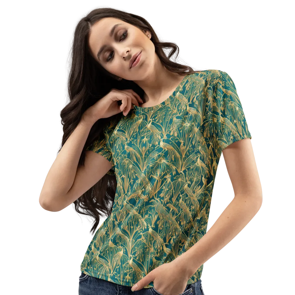 Peacock Palais on Women's Crew Neck T-Shirt — Left Front