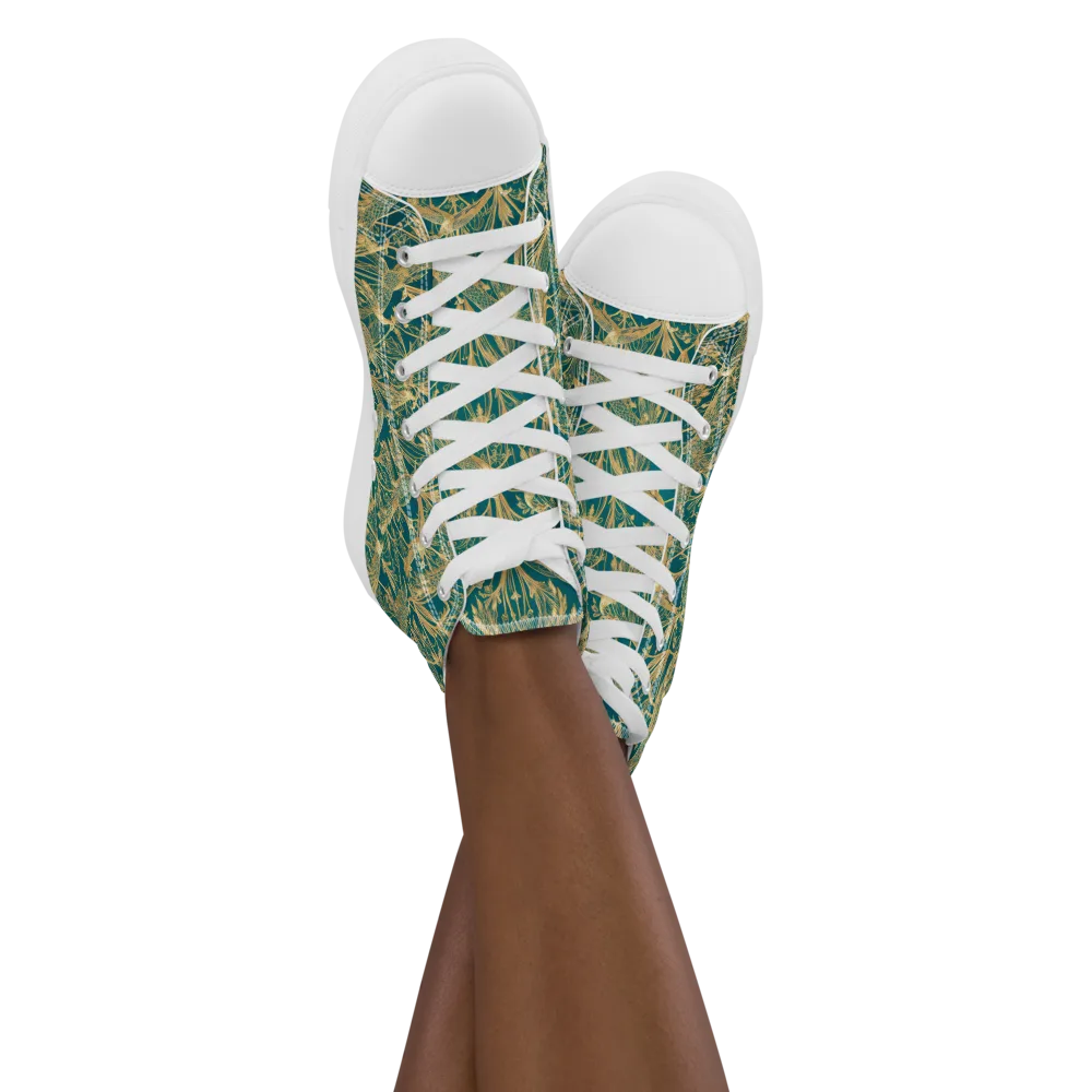 Peacock Palais on Women's High Top Canvas Shoes — Front